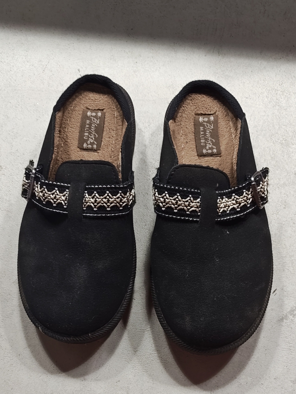 Kids Black Slip-On Clog with Decorative Woven Strap